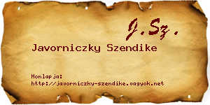Javorniczky Szendike névjegykártya